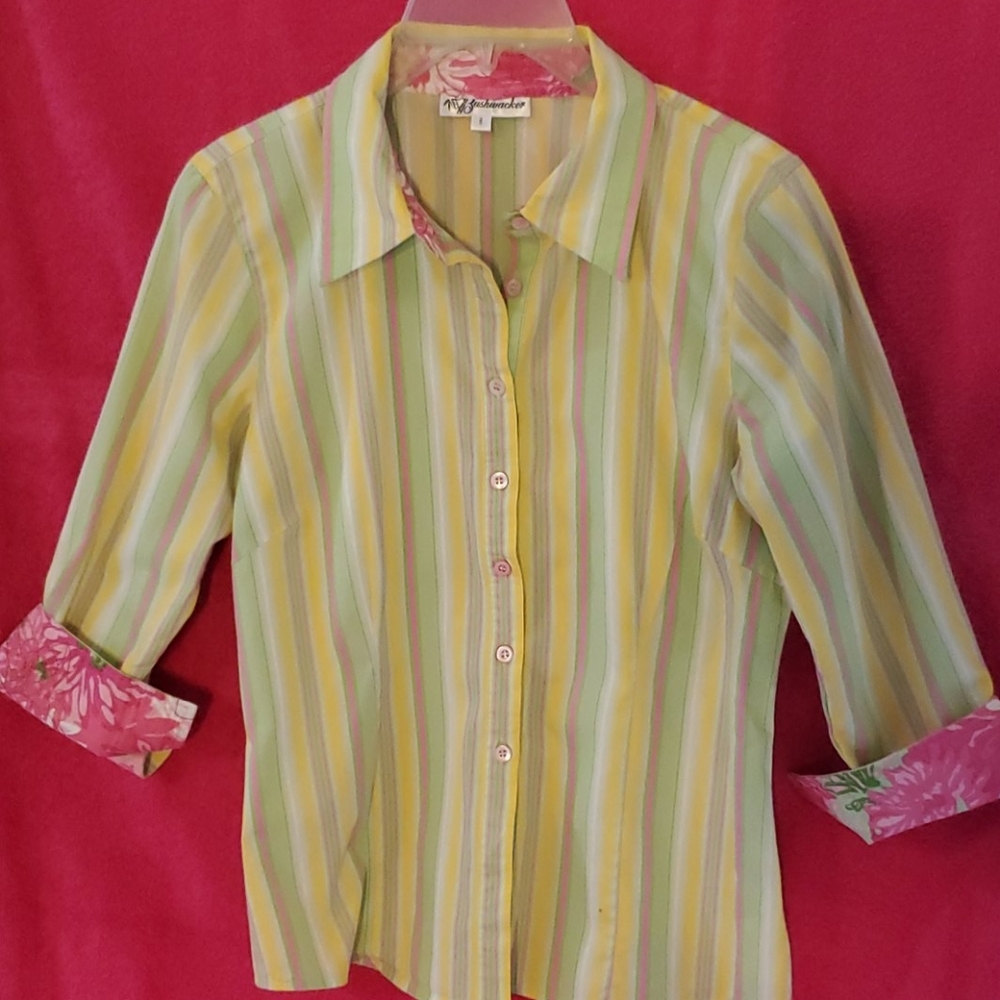 Vintage Striped & Floral Bushwacker Top – Size 6